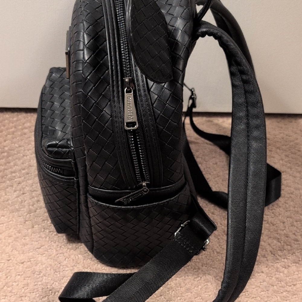 Loungefly Disney Parks Mickey Black Woven Backpack Like New (Wallet In Closet) - Picture 6 of 8